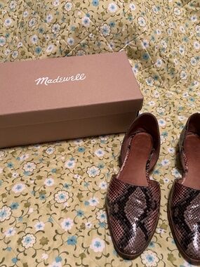 Madewell Flats Marisa D'Orsay Snake Embossed Leather Size 7.5